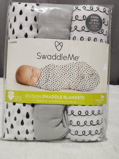 3 pack  Muslin swaddle blankets