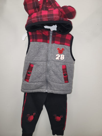 Mickey Mouse quilted vest and pant set 12 months